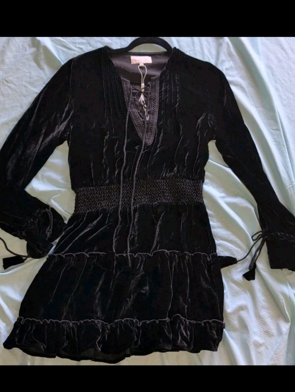 Rahl Cali Black Velvet Mini Dress Size M NWOT
